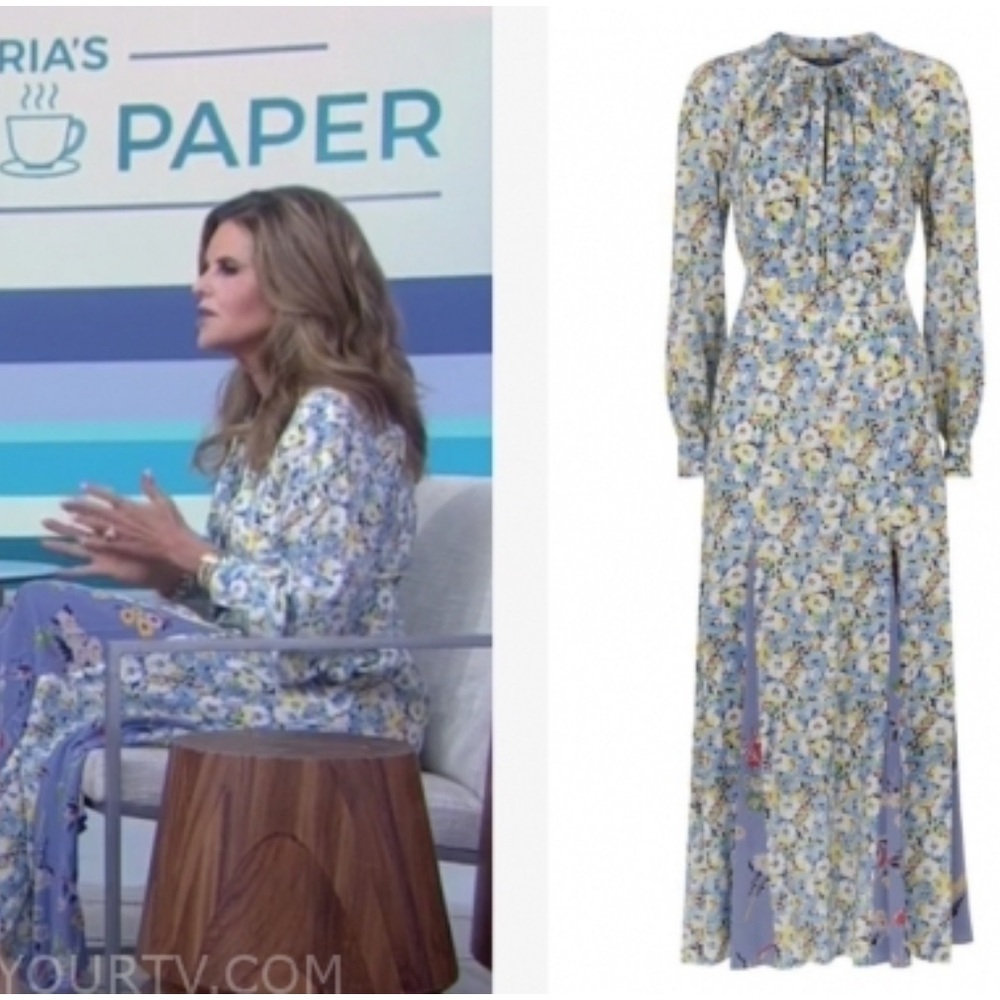 $790 New Polo Ralph Lauren 100% Silk Floral Maxi Dress - Size 8 - Blue Floral
